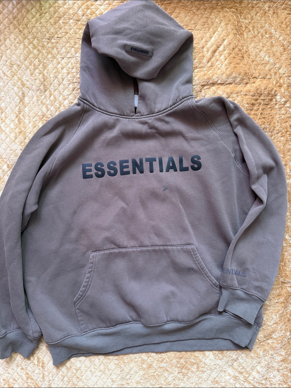 ESSENTIALS Men's Hoodie in Taupe Brown with Black Logo